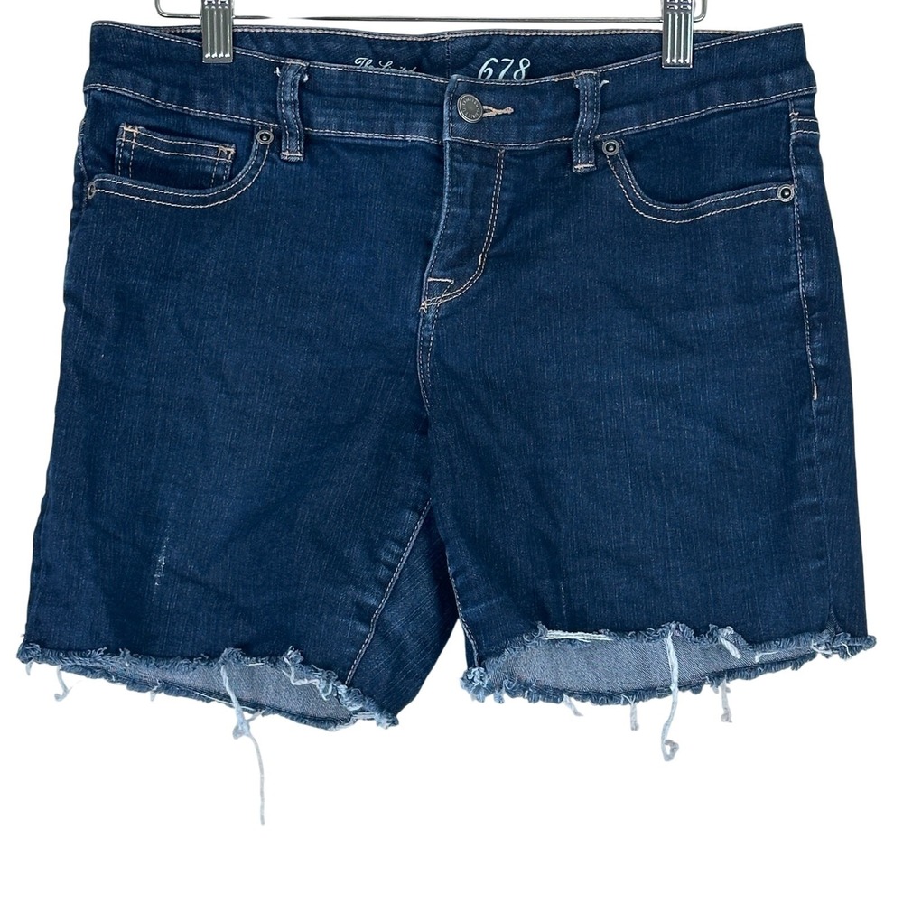 The Limited Denim Cutoff Shorts Womens 10 Dark Wash Frayed Hem Stretch Casual